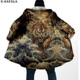 thumbnail image 2 of The King-Capa de piel de tigre blanco con estampado 3D para hombre, abrigo grueso y cálido con capucha, abrigo de lana a prueba de viento, bata, manta, 3, 2 of 4