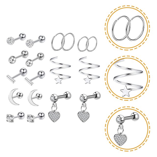 unbranded 1Jgo Pendientes De Inoxidable Para Creativo Y Estilo Plateado Para Decorar