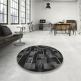 thumbnail image 3 of Ahgly Company Indoor Round Patterned Carbon Gray Area Rugs, 5' Round, 3 of 6