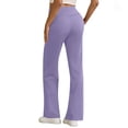 thumbnail image 6 of Women's High Waist Yoga Pants with Pockets, Stretch Athletic Workout Pants, Slim Fit Casual Flare Leggings for Running Fitness Travel Everyday Wear Purple 2XL, 6 of 9