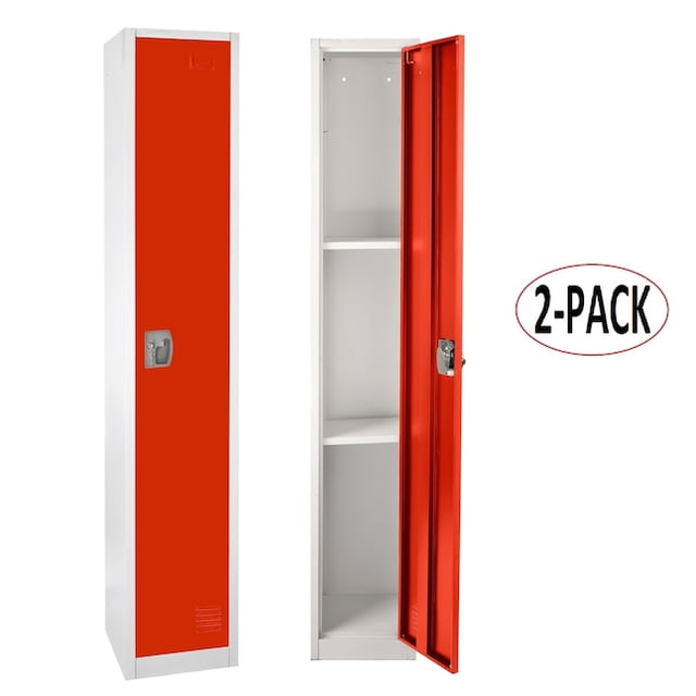 AdirOffice 72 Po. H x 12 Po. L x 12 Po. D Casier de Rangement à Clés à 1 Compartiment en Acier Rouge, Lot de 2