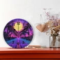 thumbnail image 2 of Yayeee 10" Wall Clock Battery Operated Quartz Round Silent Non-Ticking Home Decor, Purple Neon Road, 2 of 6
