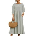 thumbnail image 3 of FASHIONWT Women Casual Summer Midi Cotton Linen T-Shirt Dress, 3 of 4