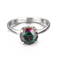 thumbnail image 2 of Yoursfs Dainty Silver Rings For Women Mystic Quartz Round 8x8mm Multi-color Crystal Ring 18K White Gold Plated Costume Jewelry Rings (Size 6), 2 of 7