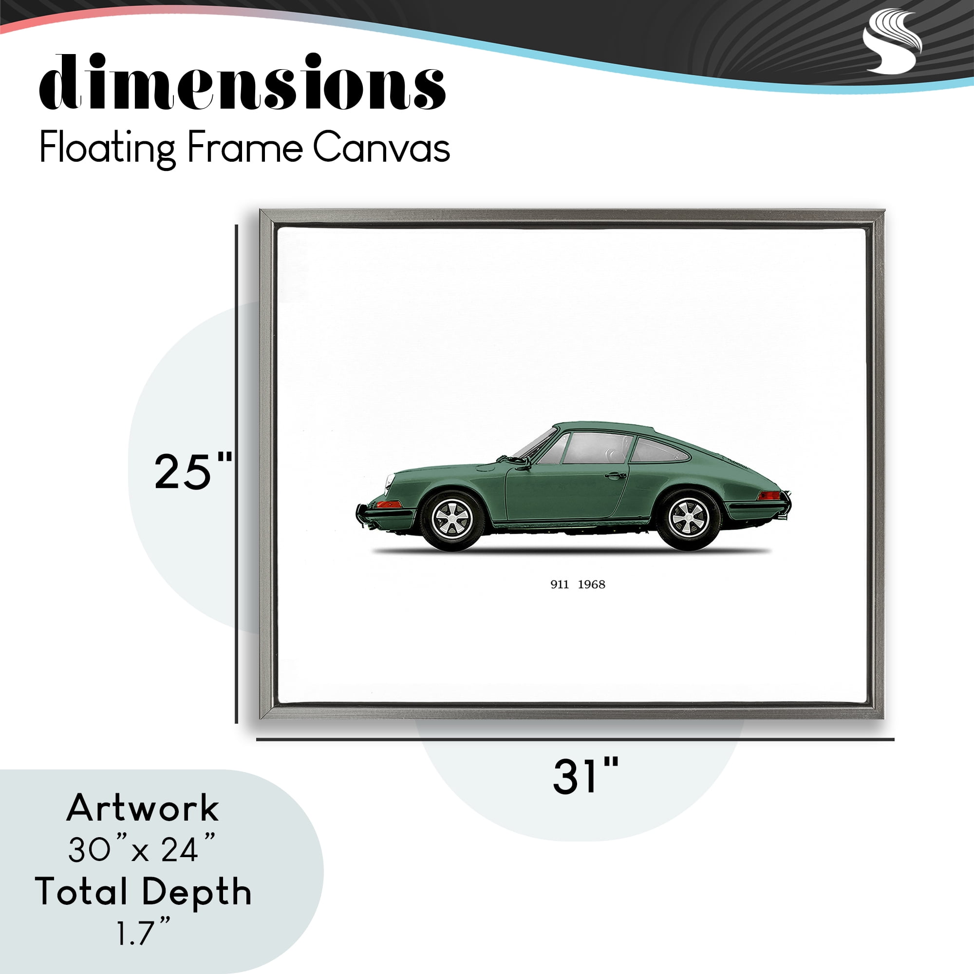 Stupell Industries Green Vintage Car Model Gray Framed Floater Canvas Wall Art, design by Mark Rogan