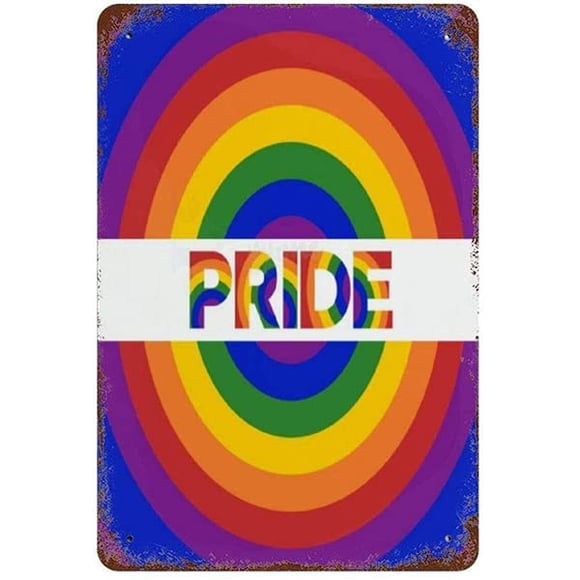Metal Signs Vintage - Pride Bold Geometric Rainbow, Metal Wall Signs For Home Decor Metal Tin Sign Metal Signs Outdoor 8 X 12 Inch