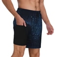 thumbnail image 3 of Haiem Blue Glitter Retro Mens Swim Trunks with Compression Liner 2 in 1 Swimming Shorts Stretch Swimwear Quick Dry,Board Shorts-Large, 3 of 9