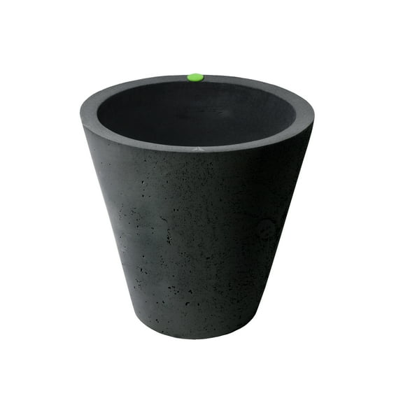 Crete Self-Watering Planter, 16.5-In. Height by 16-In., Concrete Texture, Black