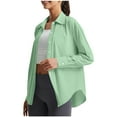 thumbnail image 2 of Wyobmus Women's Summer Sun Protection Shirts Long Sleeve Upf50+ Button Down Shirt Quick Dry Side Slit Swim Beach Cover Up Mint Green, 2 of 7