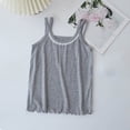 thumbnail image 5 of WAVSUF Girls Cami Tank Tops Crew Neck Sleeveless Ruffle Hem Kids Summer Casual Daily Underwear Gray Size 2, 5 of 9