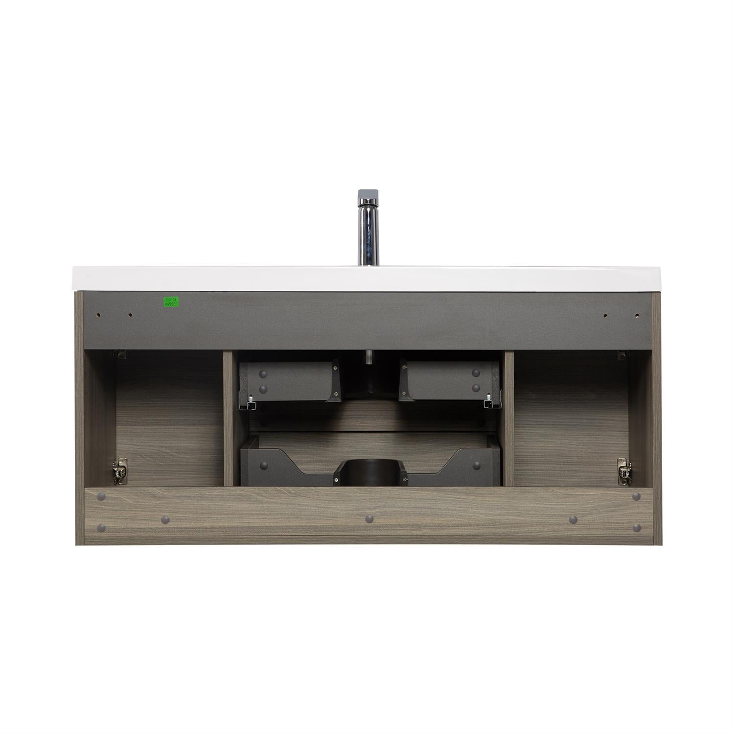 Demi Bonn 48" Floating Bathroom Vanity with Sink, Resin Top Basin and 2 Soft Close Drawers, 2 Storage Cabinet, Faucets and Drains Not Included, Gray