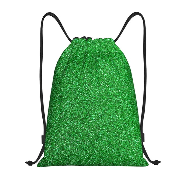 Xecao Green Sparkling Shiny Pattern Sports Drawstring Backpack - String Swim Gym Bag with Wet Proof Pocket for Women&Men-Small