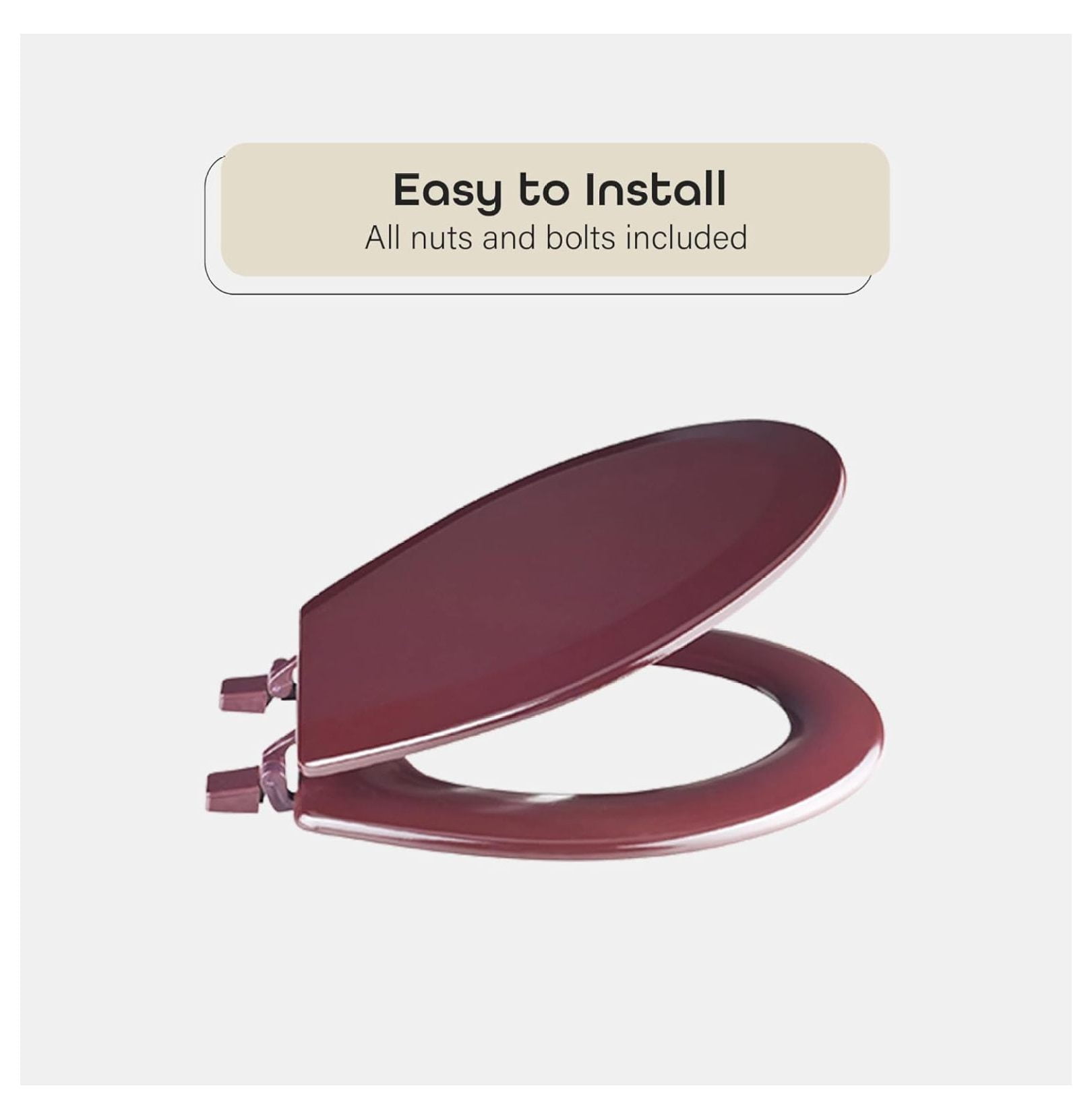 Standard Wood Toilet Seat, Burgundy - 17 Inch - Fits All Standard Size Fixtures - Easy to Install Fantasia by Achim Home Decor