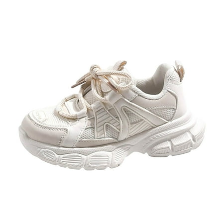 ZHAGHMIN Baby Sneaker with Ankle Support Toddler Boys Girls Breathable Lace-Up Sneakers Thick Bottom Athletic Running Shoes Girls Walking Shoes White Size28