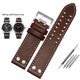 thumbnail image 3 of Correa de reloj de cuero genuino para Hamilton Khaki Aviation Field Series, correa de reloj para hombre, correa con remaches, marrón, 20 mm, 22 mm, 3 of 5