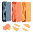 thumbnail image 2 of 3 Sets Reusable Travel Utensils with Case Wheat Straw Cutlery Set Cutter Fork Spoon Set for Lunch Box, 2 of 8