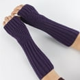 thumbnail image 4 of Puños de piel sintética para muñecas: calentadores de brazos sin dedos para mujer, guantes elásticos de invierno, guantes acrílicos, guantes largos, 4 of 5