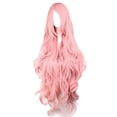 thumbnail image 2 of WXLCISI Long Pink Wavy Wig for Women Light Pink Curly Hair Wig with Middle Part Synthetic Pink Curly Long Wigs for Girls Party Use, 2 of 3