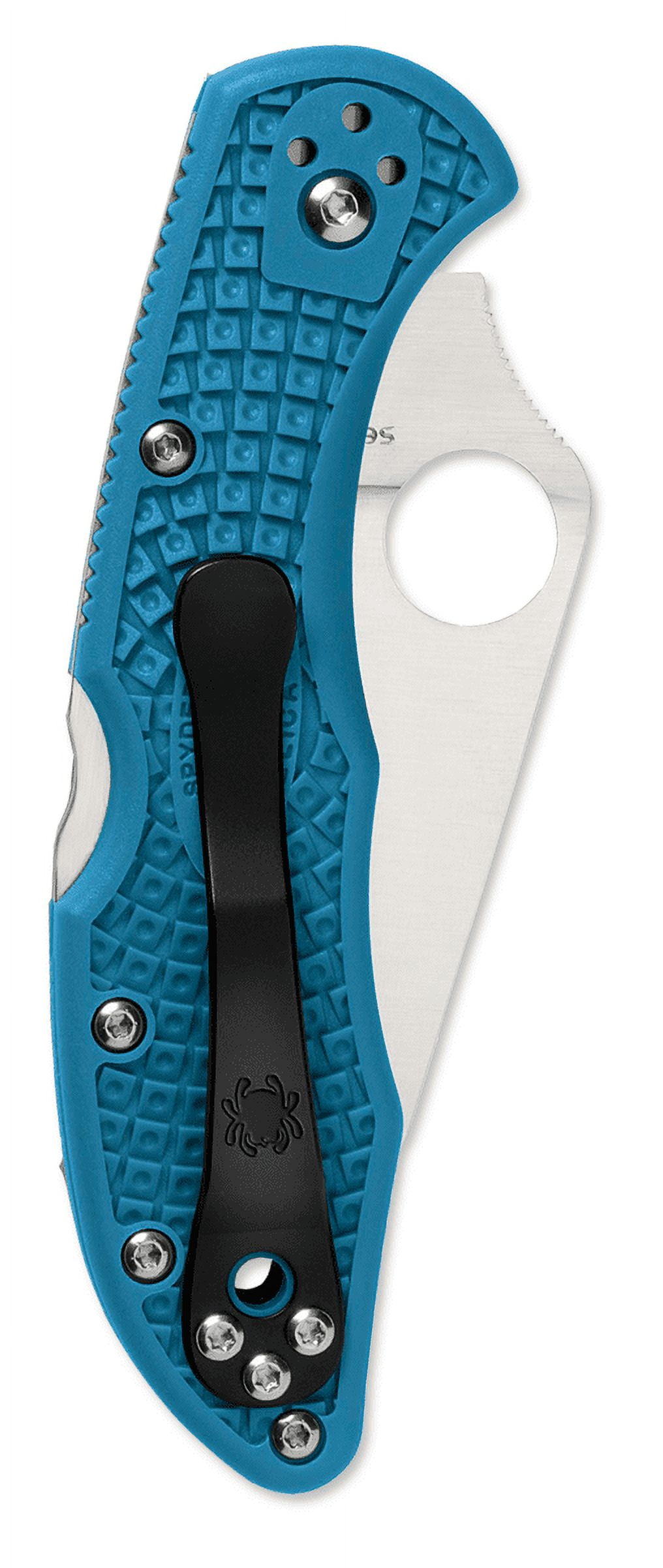 Spyderco Delica 4 Lightweight Blue FRN Flat Ground PlainEdge Folding Knife