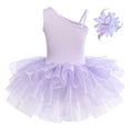 thumbnail image 4 of IBTOM CASTLE Kid Girls Sequins Flower One Shoulder Ballet Dance Dress Sleeveless Ruffle Tutu Skirted Leotard Ballerina Dancewear Outfit, 4 of 10