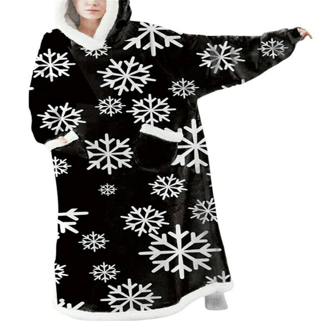 Hooded Loungewear with Pockets Long Sleeve Wearable Blanket Hoodie