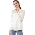 thumbnail image 3 of AllegK CamiDe GaCon Cuello Redondo Y BluCampesiDe ManLarCon Panel Floral De Encaje PaMujer Blanco XL, 3 of 6