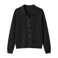 thumbnail image 4 of Sahpxhe Womens Cardigan Sweaters Loose Collared Long Sleeve Button up Knit Cardigan Casual Warm Sweater Coat for Fall Black M, 4 of 6