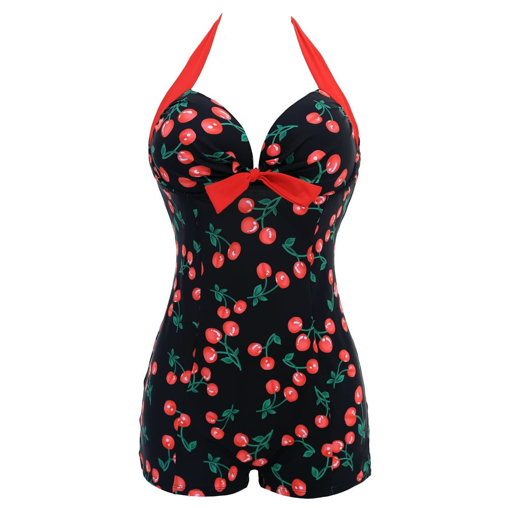 Sexy Dance - Plus Size Women One-Piece Swimsuit, Halterneck Bandage ...