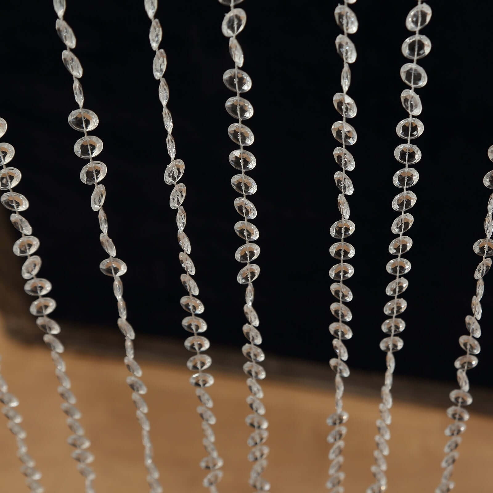 BalsaCircle 16 feet Clear Acrylic Crystal Beaded Curtain Polyester Rod Pocket Decorations