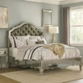 thumbnail image 6 of Benjara Mila Queen Bed- Carved Button Tufted Faux Leather- Mirrored- Silver, 6 of 6