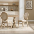 thumbnail image 4 of 2 French Country Beige Upholstered Dining Chairs, Stackable & Disassemblable, 4 of 13
