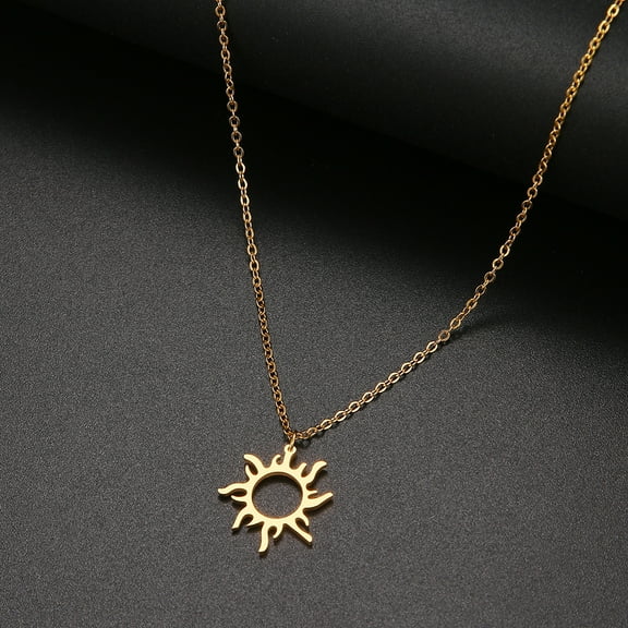 14K Yellow Gold Necklaces Simple Little Sun Pendant Collar Chain Fashion Necklace For Women Men Jewelry Friends Best Gifts NEW