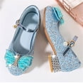 thumbnail image 6 of Mary Jane Princess Shoes with Shiny Bow, Glitter Girls Party Shoes, Flower Girl Shoes for Banquets, Birthday Parties, Cosplay Dance Shoes Blue 13 M, 6 of 6