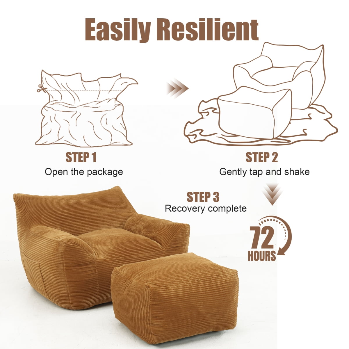 Miekor Furniture Bean Bag Chair for Adults, Oversized Comfy Beanbag Living Room Lazy Sofa for Bedroom & Dorm No5958