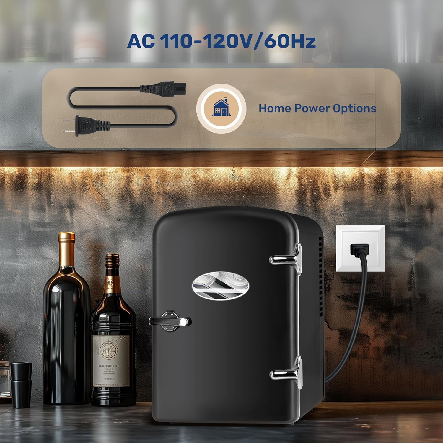 Simple Deluxe Black Mini Fridge – 4L Skincare & Beverage Cooler Warmer with Window, Aesthetic & Freon-Free
