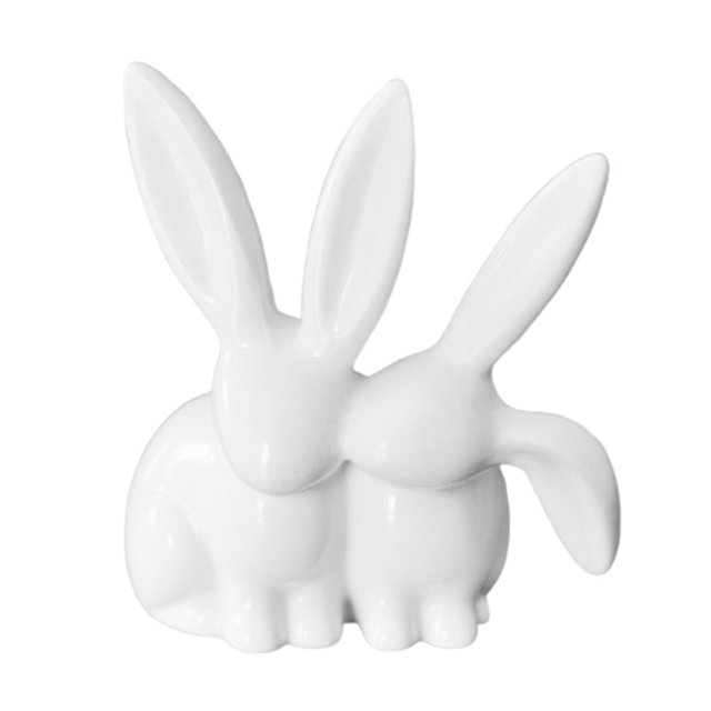 Estatua de conejo coleccionable para pareja, decorativa, moderna y bonita, para decoración de conejos. blanco