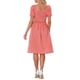 thumbnail image 3 of Vestido Gingham con Fruncido Inspire Chic para Mujer, Cuello Cuadrado, Con Abertura Lateral, Vestidos de Cuadros Casual XS Rojo, 3 of 6