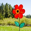 thumbnail image 3 of In The Breeze 2742 — Red Sunflower with Leaves 19-inch Ground Spinner — Colorful Garden and Yard Wind Spinner, 3 of 5