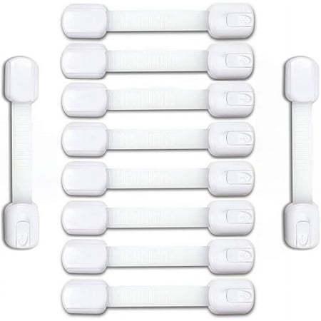 Child Safety Strap Locks (10 Pack) - Baby Locks for Cabinets and Drawers, Toilet, Fridge & More,Easy Installation