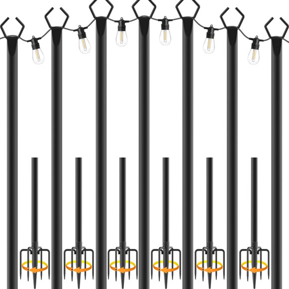 Cadena de postes de luz NUERPO, 7 unidades, 3 m, metal para exteriores