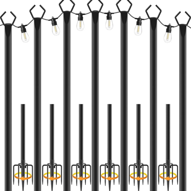 Cadena de postes de luz NUERPO, 7 unidades, 3 m, metal para exteriores