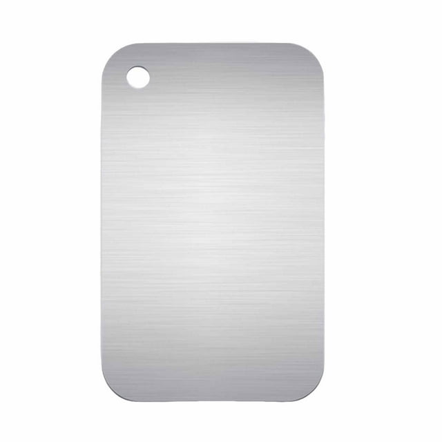 Double-Sided Stainless Steel Cutting Board with Circular Hanging Hole for Kitchen Food Preparation