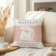 thumbnail image 3 of Ethan Taylor People and Portraits Throw Pillow Soft Cushion Cover 'Henri Matisse Female Figure Coral Pink Portraits' Modern Pattern Decorative Square Accent Pillow Case, 16x16 Inches, Pink, White, 3 of 5