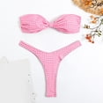 thumbnail image 3 of Gibobby Conjunto de Bikini Conjunto de bikini bandeau con estampado floral para mujer Traje de baño de corte sin tirantes con en la parte delantera Traje(Rosa,CH), 3 of 5