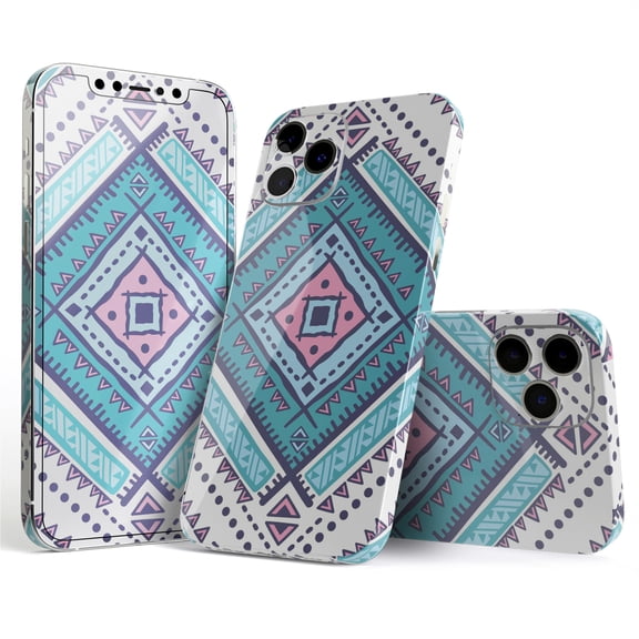 DesignSkinz Tribal Vector Green & Pink Abstract Pattern V3 Full-Body Skin Decal Wrap Cover for iPhone 16 Pro