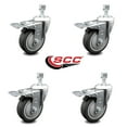 thumbnail image 2 of 4 Inch Thermoplastic Rubber Swivel 12mm Stem Caster Set Total Lock Brake SCC, 2 of 2