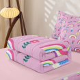 thumbnail image 5 of Erosebridal Cartoon Rainbow Zipper Full Size Comforter Sets with Fitted Sheet and 2 Pillowcases for Girls, Doodle Botanical Flower Zipper Bedding Set, Pink Reversible, 4 Pieces, 5 of 7