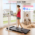 thumbnail image 6 of Walking Pad with 12-Level Auto Incline, 4 MPH Under Desk Treadmill, 2.5HP Motor, 16% Incline, APP & LED Display, 300 LBS Capacity for Home Office, Pink, 6 of 8