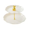 thumbnail image 2 of Soporte para cupcakes y postres, soporte para pasteles, centro de mesa, elegante soporte para cupcakes de 2 niveles Beige con oso dorado, 2 of 9