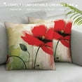 thumbnail image 3 of Nawypu  Flower Throw Pillow Cushion Cover, Red Poppy Flower Grungy Paint Brush Effect Beige Floral Design Digital Art Print, Decorative Square Accent Pillow Case, 3 of 5